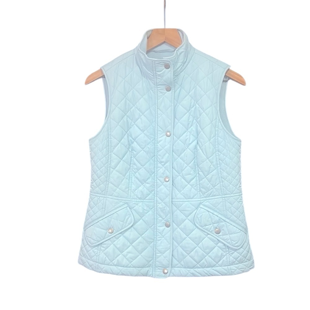 Talbots Light Blue Quilted Lightweight Full Zip Vest Women’s Size XS